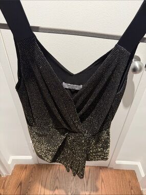 Bailey 44 Black and Gold Metallic Wrap Camisole